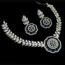 NAFJ Party Wear Silver Plated  Embellished with American Diamonds Necklace Set