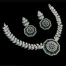NAFJ Party Wear Silver Plated  Embellished with American Diamonds Necklace Set