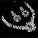 NAFJ Party Wear Silver Plated  Embellished with American Diamonds Necklace Set