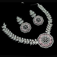NAFJ Party Wear Silver Plated  Embellished with American Diamonds Necklace Set