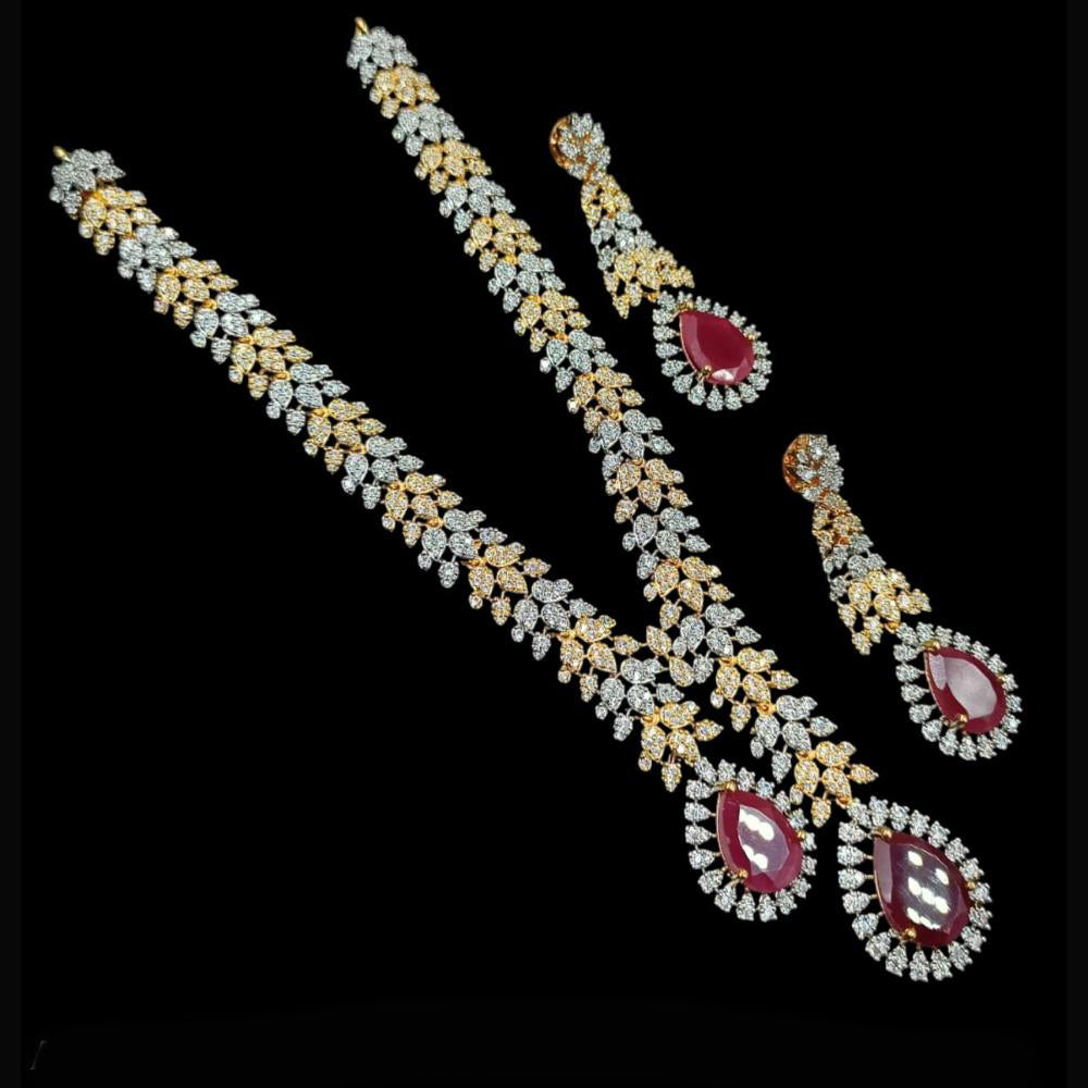 NAFJ Party Wear 2 Tone Plated Austrian Stone Necklace Set