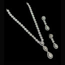 NAFJ Party Wear Silver Plated Austrian Stone Long Necklace Set