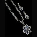 NAFJ Party Wear Silver Plated Austrian Stone Long Necklace Set