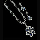 NAFJ Party Wear Silver Plated Austrian Stone Long Necklace Set