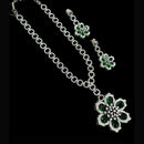NAFJ Party Wear Silver Plated Austrian Stone Long Necklace Set