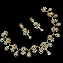 NAFJ Party Wear 2 Tone Plated  Embellished with American Diamonds Necklace Set