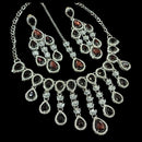 NAFJ Silver Plated Crystal Stone Party Wear Necklace Set
