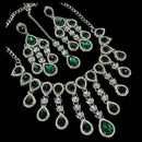 NAFJ Silver Plated Crystal Stone Party Wear Necklace Set