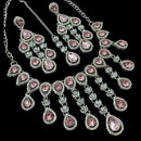 NAFJ Silver Plated Crystal Stone Party Wear Necklace Set