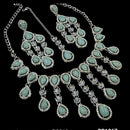 NAFJ Silver Plated Crystal Stone Party Wear Necklace Set