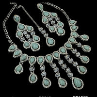 NAFJ Silver Plated Crystal Stone Party Wear Necklace Set