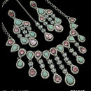 NAFJ Silver Plated Crystal Stone Party Wear Necklace Set