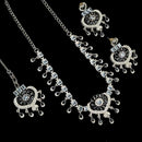 NAFJ Silver Plated Crystal Stone Party Wear Necklace Set