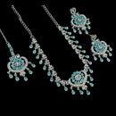 NAFJ Silver Plated Crystal Stone Party Wear Necklace Set