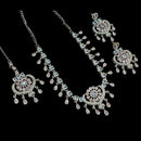 NAFJ Silver Plated Crystal Stone Party Wear Necklace Set
