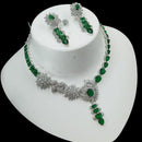 NAFJ Glamorous Silver Plated American Diamond Necklace Set