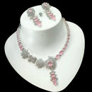 NAFJ Glamorous Silver Plated American Diamond Necklace Set