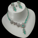 NAFJ Glamorous Silver Plated American Diamond Necklace Set