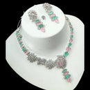 NAFJ Glamorous Silver Plated American Diamond Necklace Set