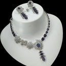NAFJ Glamorous Silver Plated American Diamond Necklace Set