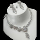 NAFJ Glamorous Silver Plated American Diamond Necklace Set