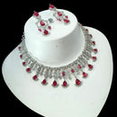 NAFJ Glamorous Silver Plated American Diamond Necklace Set