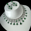 NAFJ Glamorous Silver Plated American Diamond Necklace Set