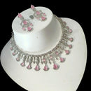 NAFJ Glamorous Silver Plated American Diamond Necklace Set