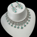 NAFJ Glamorous Silver Plated American Diamond Necklace Set