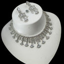 NAFJ Glamorous Silver Plated American Diamond Necklace Set