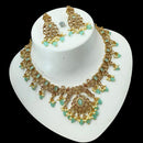 NAFJ Elegant Gold Plated Crystal Stones And Beads Necklace Set
