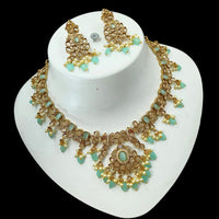 NAFJ Elegant Gold Plated Crystal Stones And Beads Necklace Set