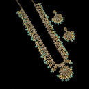 NAFJ Elegant Gold Plated Crystal Stones And Beads Long Necklace Set