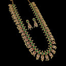 NAFJ Elegant Gold Plated Crystal Stones And Beads Long Necklace Set