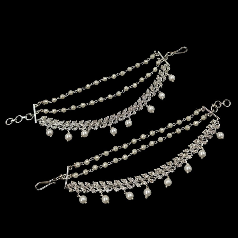 NAFJ Designer Silver Finish Austrian Stones And Beads Kanchain