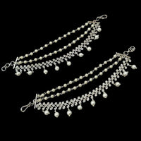NAFJ Designer Silver Finish Austrian Stones And Beads Kanchain