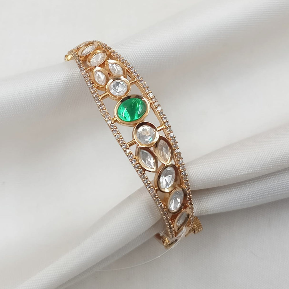 NAFJ Designer Gold Plated Kundan Polki Openable Bracelet