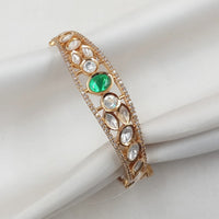 NAFJ Designer Gold Plated Kundan Polki Openable Bracelet