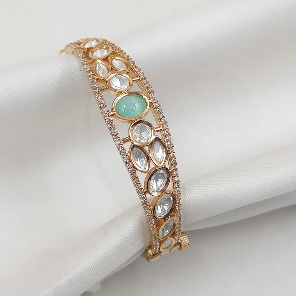 NAFJ Designer Gold Plated Kundan Polki Openable Bracelet