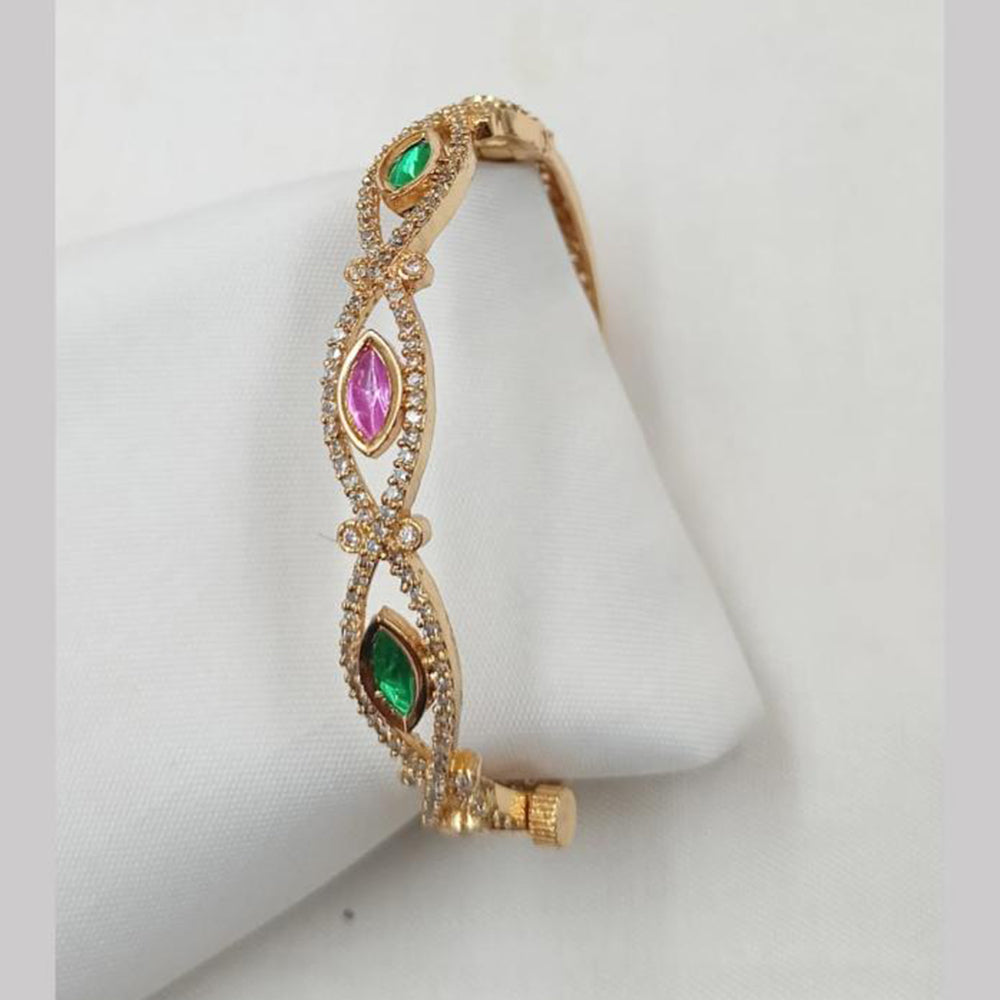 NAFJ Designer Gold Plated Kundan Polki Openable Bracelet