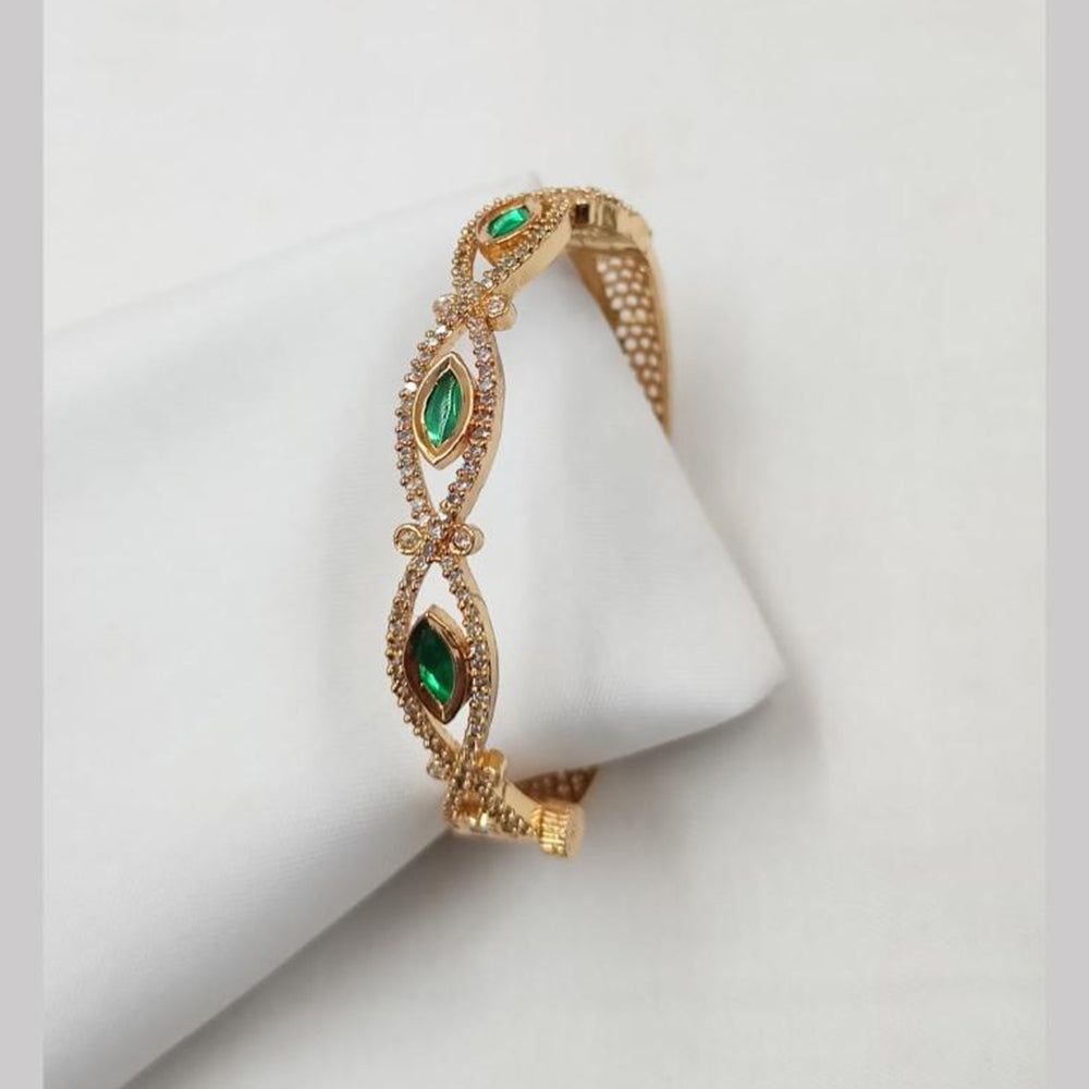 NAFJ Designer Gold Plated Kundan Polki Openable Bracelet