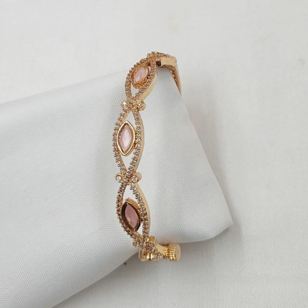 NAFJ Designer Gold Plated Kundan Polki Openable Bracelet