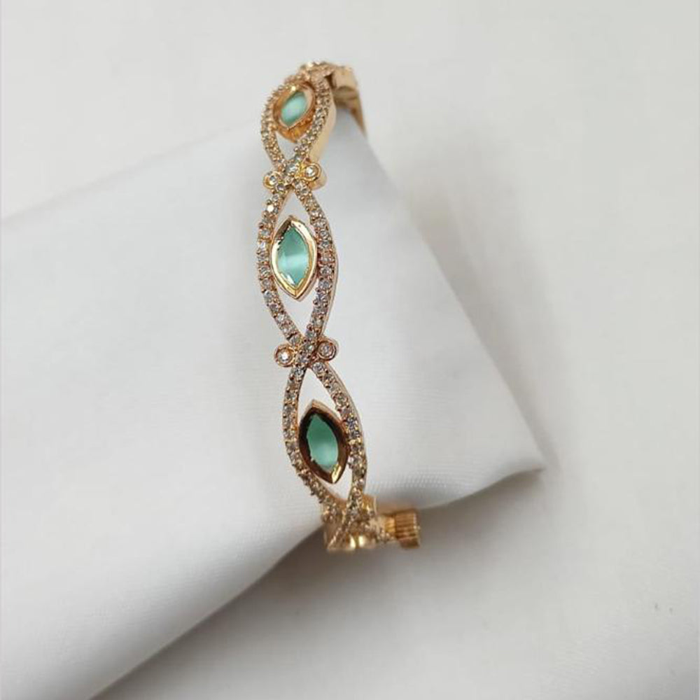 NAFJ Designer Gold Plated Kundan Polki Openable Bracelet