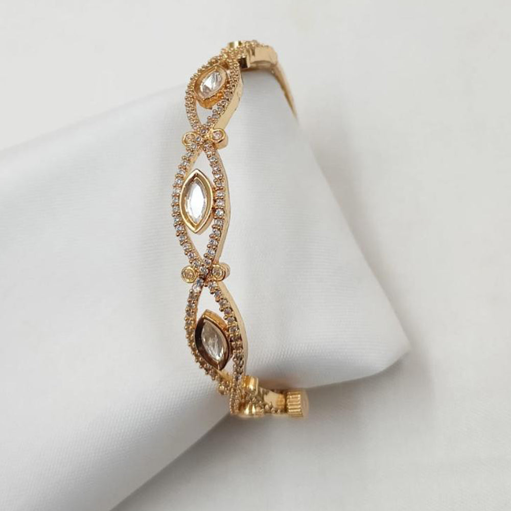 NAFJ Designer Gold Plated Kundan Polki Openable Bracelet
