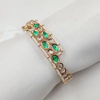 NAFJ Designer Gold Plated Kundan Polki Openable Bracelet