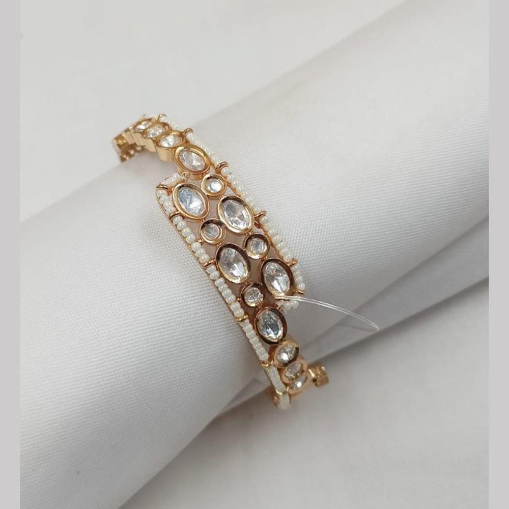 NAFJ Designer Gold Plated Kundan Polki Openable Bracelet