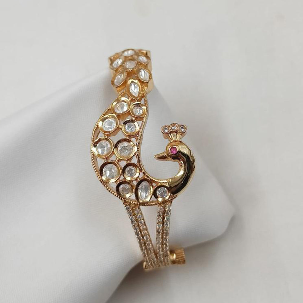 NAFJ Designer Gold Plated Kundan Polki Openable Bracelet