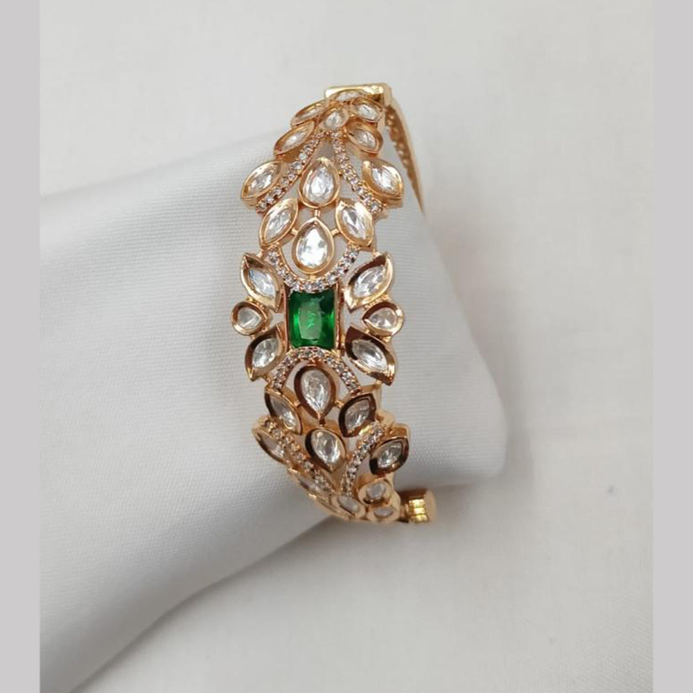 NAFJ Designer Gold Plated Kundan Polki Openable Bracelet