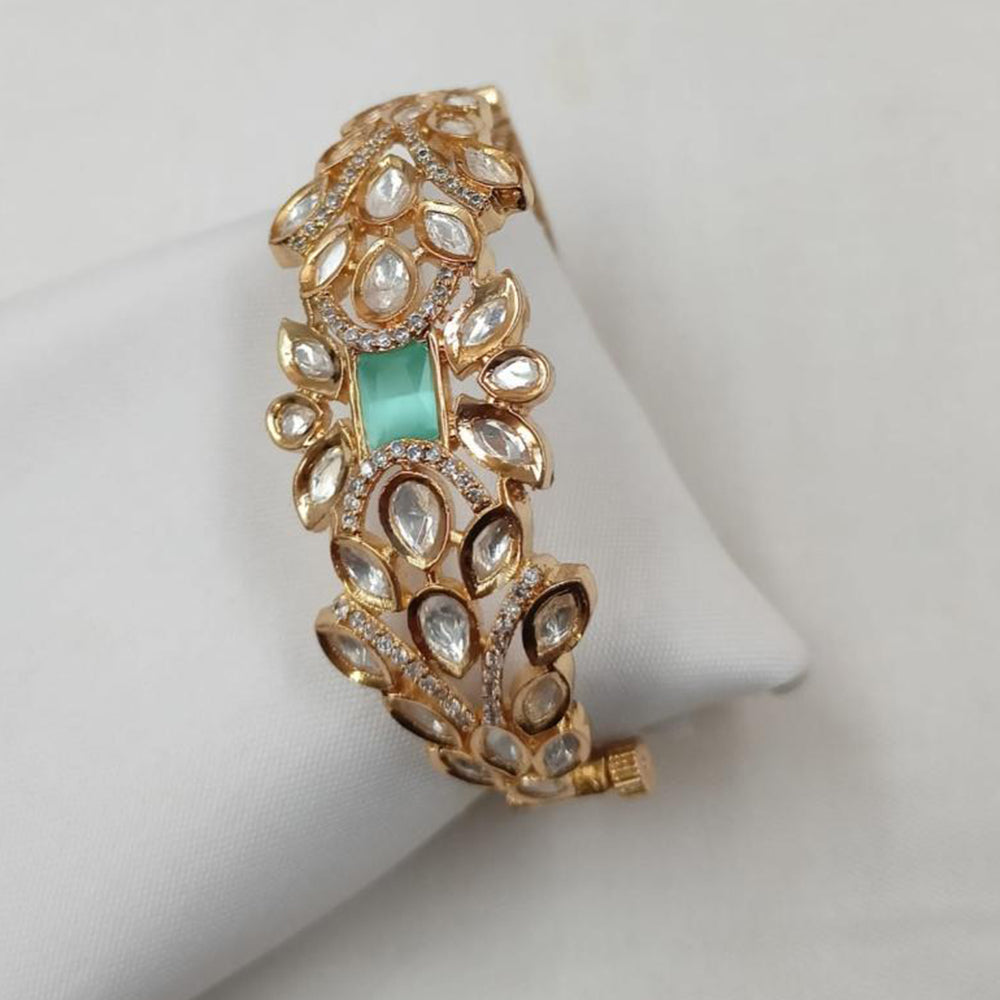 NAFJ Designer Gold Plated Kundan Polki Openable Bracelet