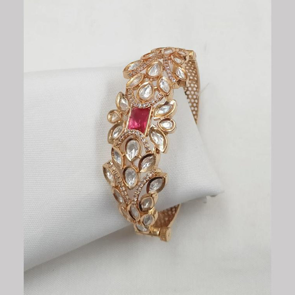 NAFJ Designer Gold Plated Kundan Polki Openable Bracelet